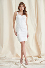 Robe mini-corset blanche froncée