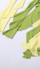 Robe deux-pièces asymétrique à franges vert mousse 