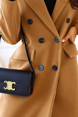 Manteau d'hiver mi-long doublé en laine mélangée à double boutonnage