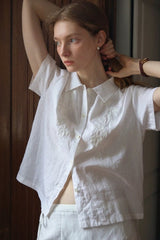 Linen Intricate Embroidery Blouse