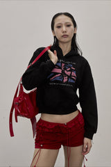 Sweat à capuche court rétro Union Jack Star