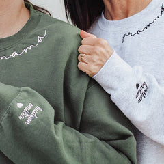 Sweat-shirt personnalisé « Maman » avec les noms des enfants sur les manches