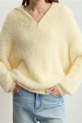 Pull à col roulé ample en fausse fourrure de vison avec fermeture éclair