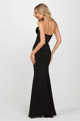 Robe de soirée élégante à fleurs 3D, bustier et fente haute