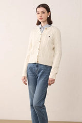Cardigan en maille à manches longues et col rond uni, polyvalent