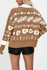 Cardigan ample à col carré et boutons, tendance