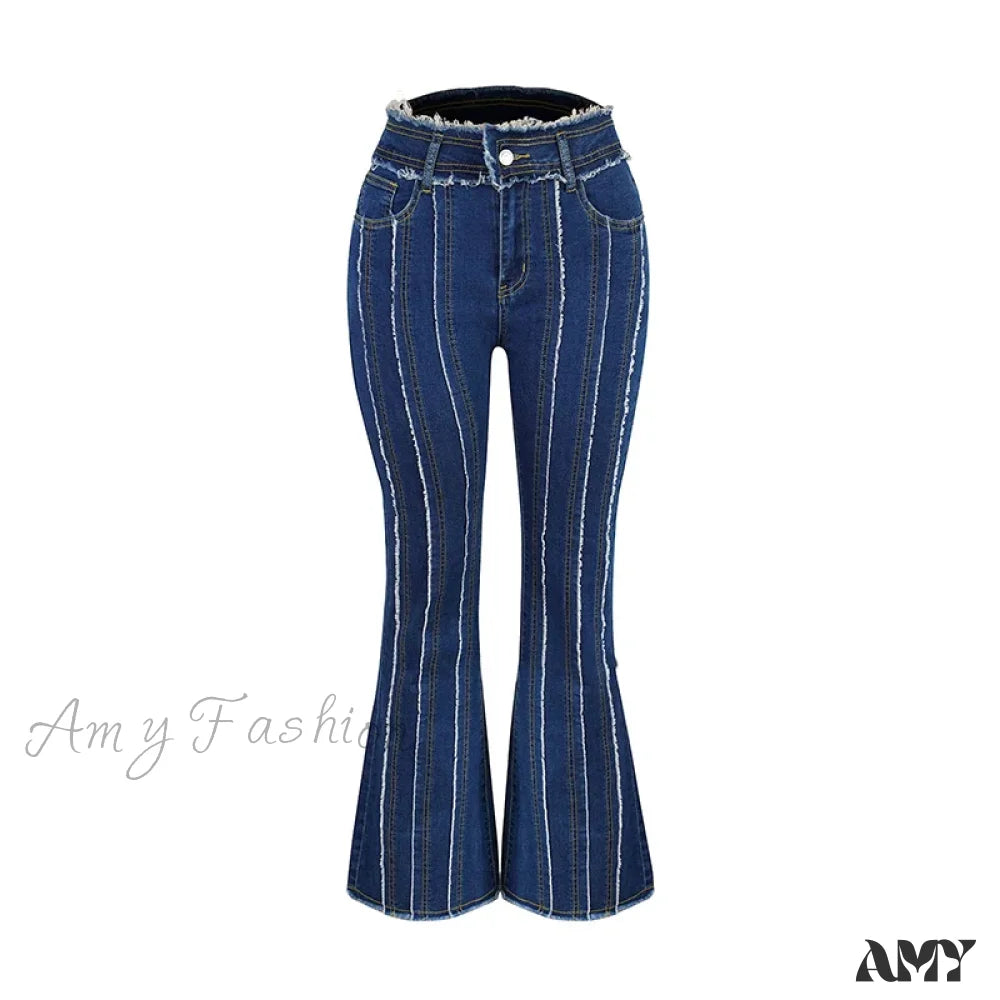 Amy Fashion - 2024 Stretch Women’s Vintage High Waist Flare Women Slim Spliced Bell Bottom