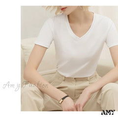 Amy Fashion - 95% Cotton Simple T-Shirt