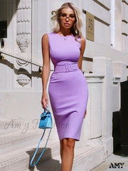 Amy Fashion - Bandage Lilac Purple Elegant Party Dress Lavender / Xs