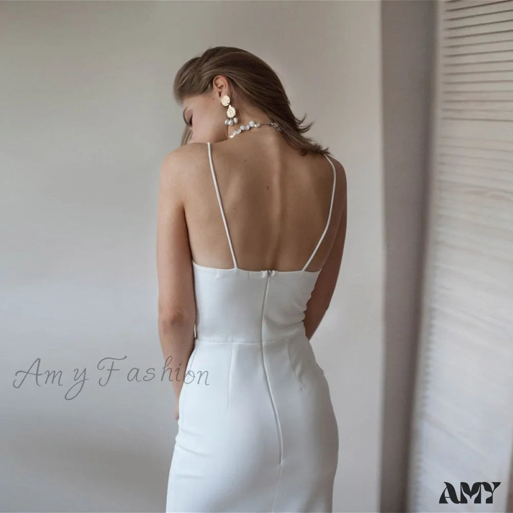Amy Fashion - Churses Sexy Deep V-Neck Backless Spaghetti Strap Dress