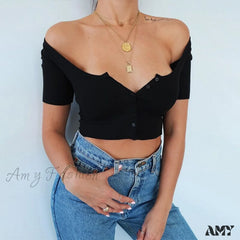 Amy Fashion - Corset Skinny Knitted Tee
