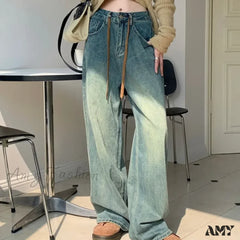 Amy Fashion - Harajuku Trend Japanese Style High-Waisted Straight New Autumn Leg Jean