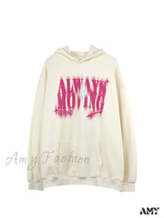 Amy Fashion - Letter Print Oversize Streetwear Hoody Pullover Picture Color / S