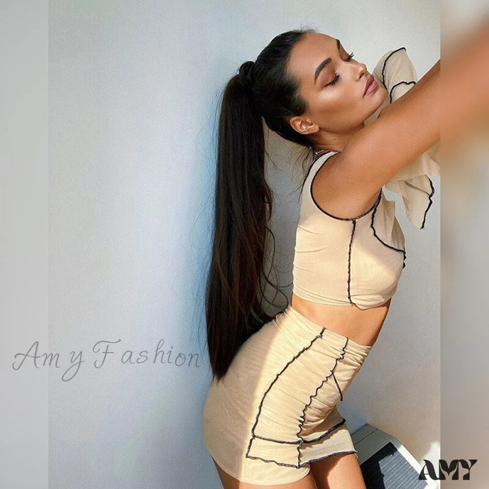 Amy Fashion - Long Sleeve Two Piece Club Party Matching Set