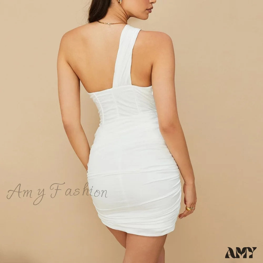 Amy Fashion - One Shoulder Mesh Sexy Bodycon Dresses