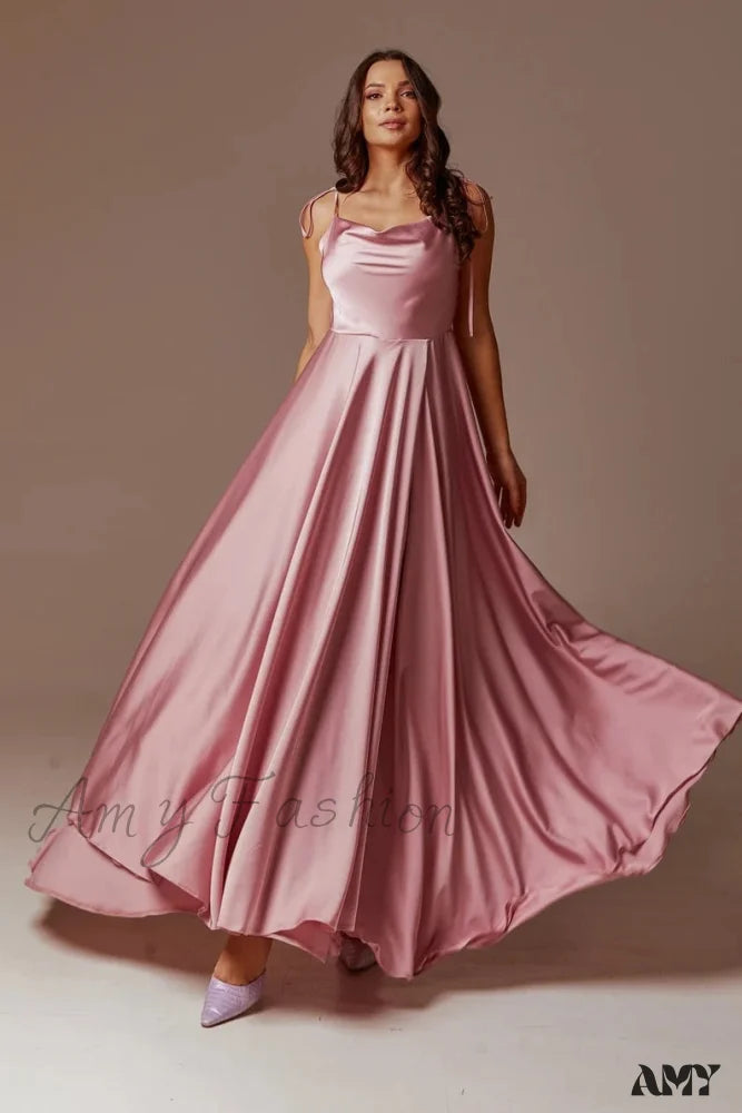 Amy Fashion - Open Back Sexy Side Slit Spaghetti Strap Evening Party Dress