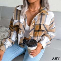 Amy Fashion - Plaid Vintage Pockets Oversized Jacket