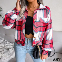 Amy Fashion - Plaid Vintage Pockets Oversized Jacket