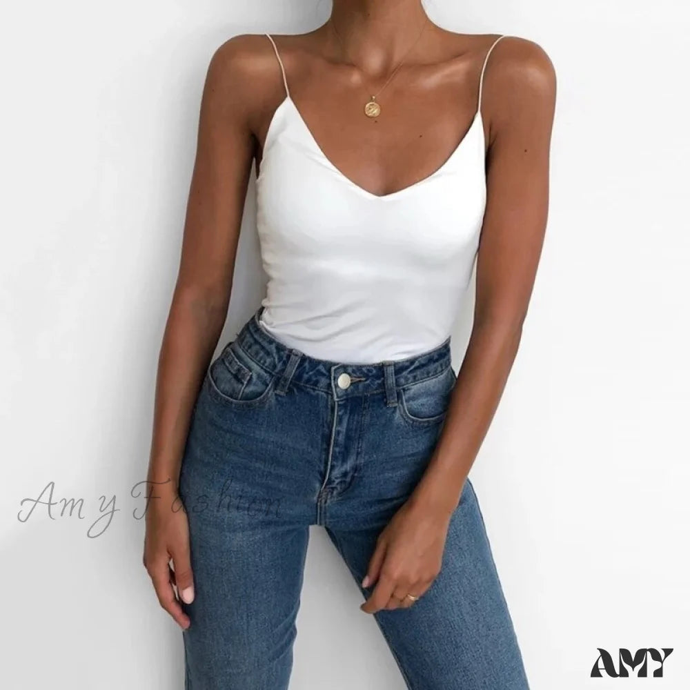Amy Fashion - Satin Thin Solid Camis
