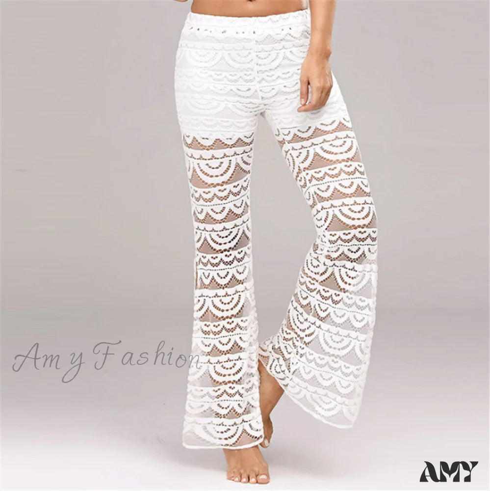 Amy Fashion - Semi Transparent Sexy Lace Pants