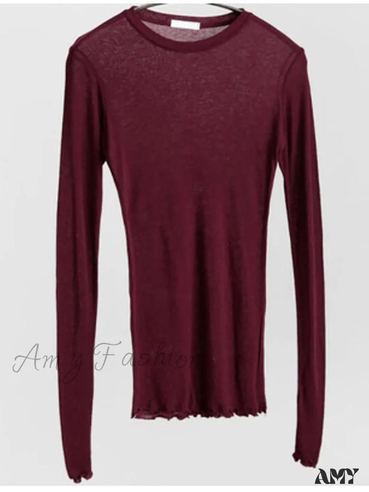 Amy Fashion - Slim High Quality Plain T Shirt