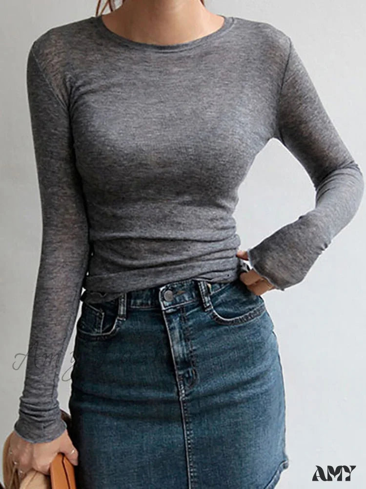 Amy Fashion - Slim High Quality Plain T Shirt