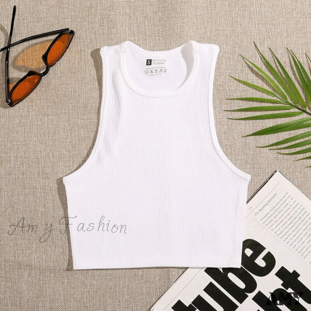 Amy Fashion - Solid Basic Seamless Streetwear Tank Tops