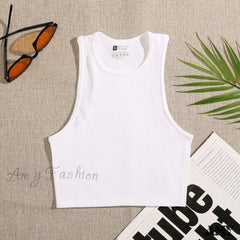 Amy Fashion - Solid Basic Seamless Streetwear Tank Tops