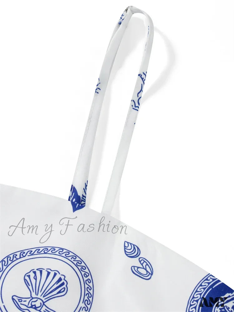 Amy Fashion - Vintage Women Summer Sleeveless Spaghetti Strap Floral Print Party Loose Casual