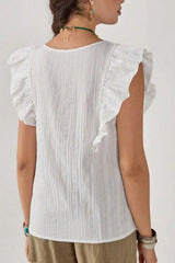 Blouse fraîche et douce sans manches à volants