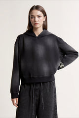 Sweat à capuche court vintage délavé