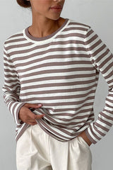 Casual Drop Shoulder Contrast Stripe Knit Sweater