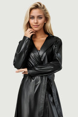 Manteau en cuir chic style peignoir long infroissable