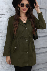 Trench-coat mi-long à capuche et ceinture à nouer à la taille