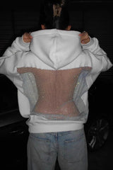 Sweat à capuche zippé ample à imprimé léopard rétro