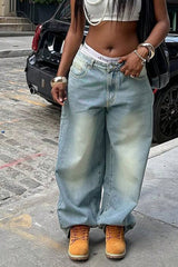 Jean droit large délavé vintage