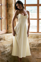 Solid Corset Low Cut Strappy Party Dress