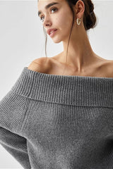 Pull gris uni à épaules dénudées
