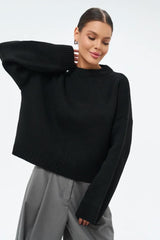Pull en maille lâche à col rond uni