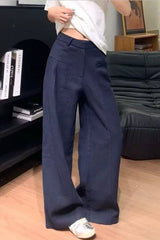 Linen High Waist Casual Wide Leg Pants
