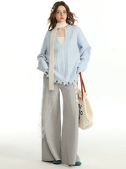 Ensemble pull et gilet uni d'automne