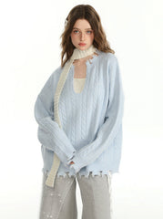 Ensemble pull et gilet uni d'automne