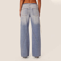 Pantalon ample taille basse à bandage latéral