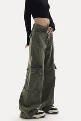 Jean cargo chic à jambes larges et droites