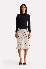 Jupe trapèze taille haute à pois