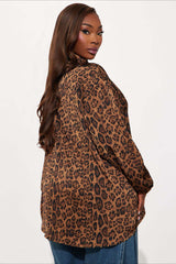 Blouse rétro ample à imprimé léopard