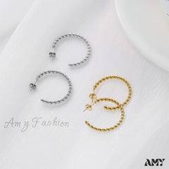 Big Hoop Twist Shape Stud Earrings