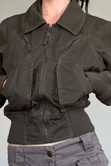 Veste cargo amincissante à fermeture éclair cintrant la taille