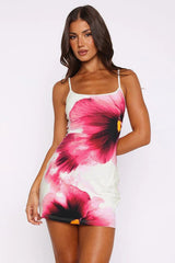 Floral Print Open Back Slim Fit Slip Dress