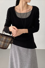 Sous-vêtement technique chic en polaire, effet deux pièces, ourlet fendu, coupe slim